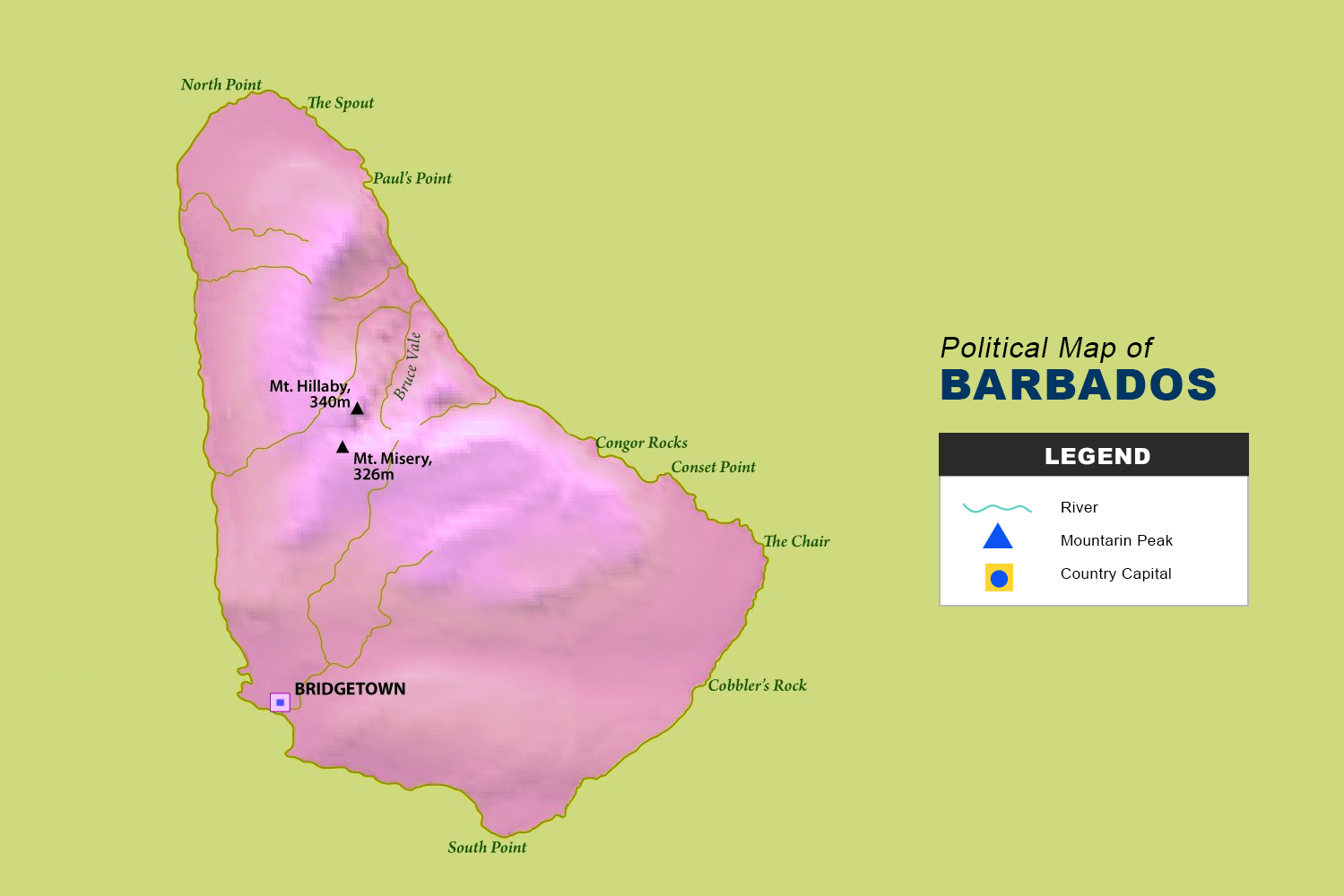 Barbados Map Political The Maps Company Barbados Map 