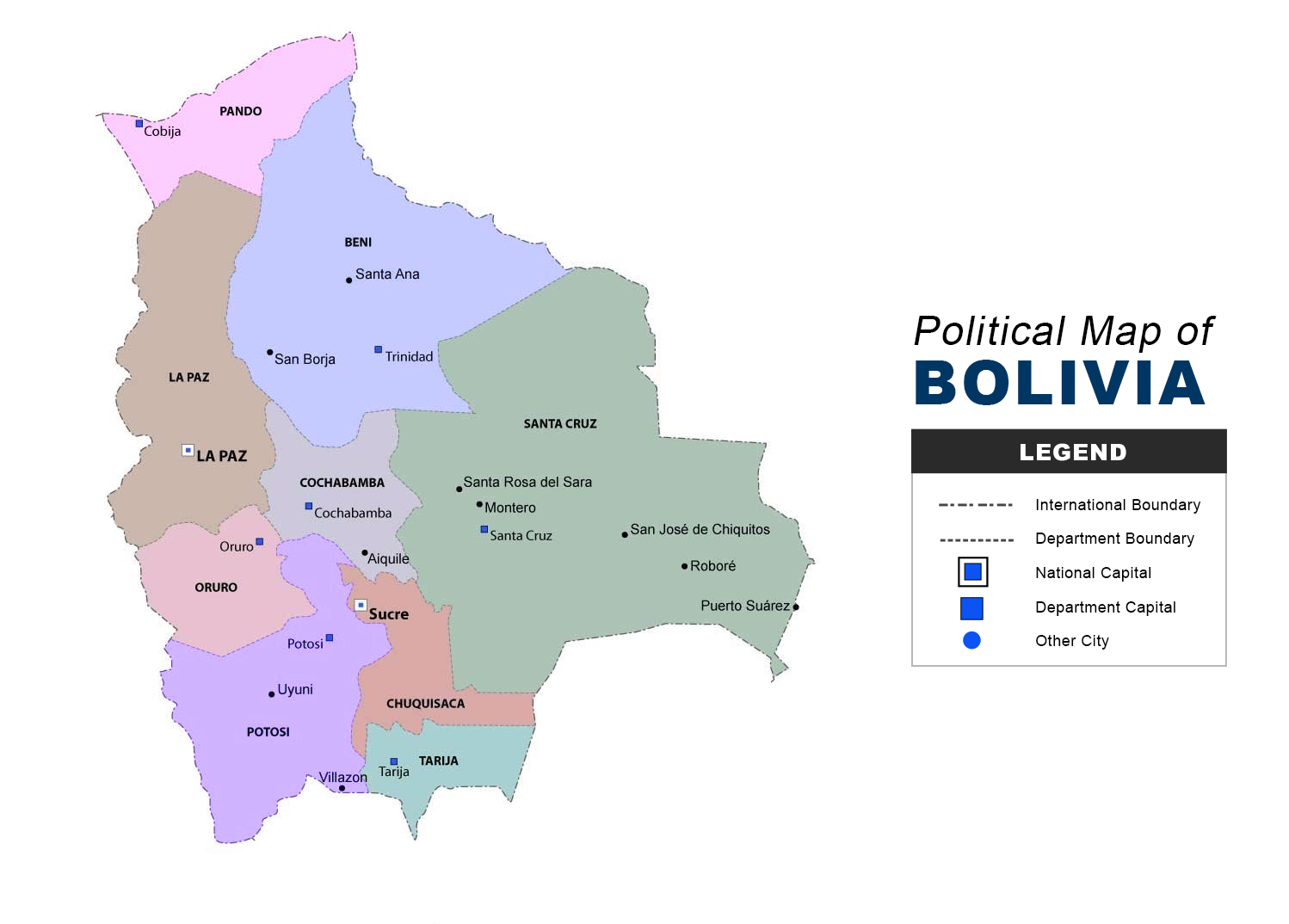 Bolivia Map Political The Maps Company.