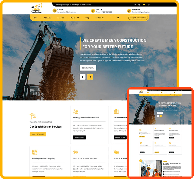 Construction Wordpress Theme Construction Company Website Themeignite