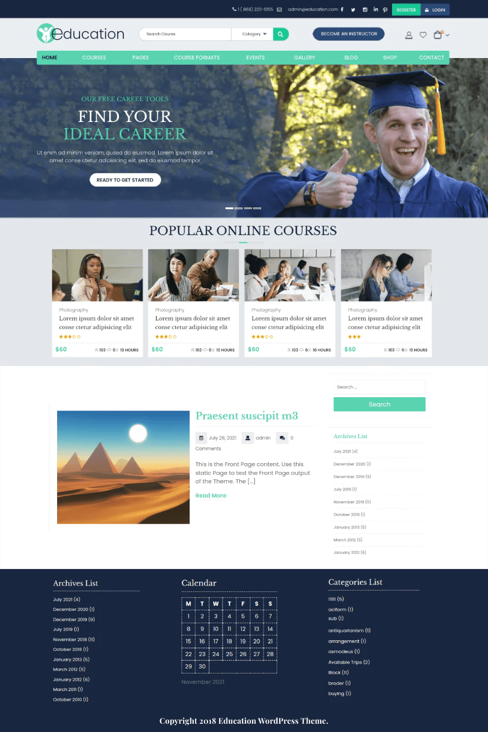 Free Elearning Education Wordpress Theme To Create Education Website