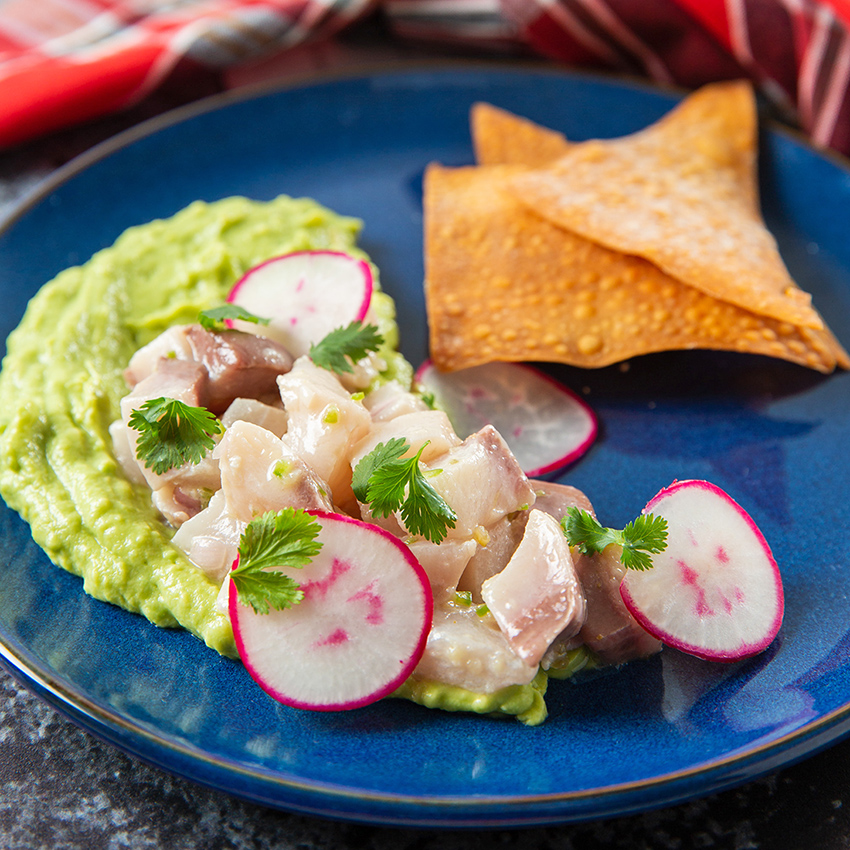 Yellowtail Crudo with Avocado and Wonton Chips #crudo #fish #yellowtail #chips #appetizer #summerrecipe | The Missing Lokness