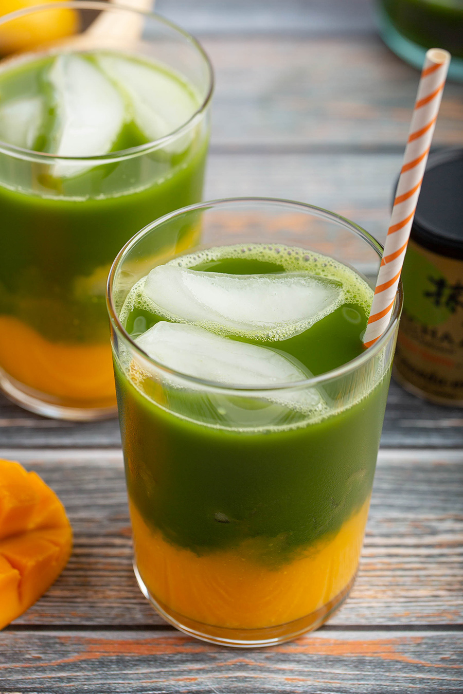 Iced Mango Matcha | Refreshing cold summer drink w/ fresh mangoes & bright matcha. #mango #matcha #greentea #icedtea #easyrecipe #summerrecipe #bobaguys #drink #bobatea | The Missing Lokness