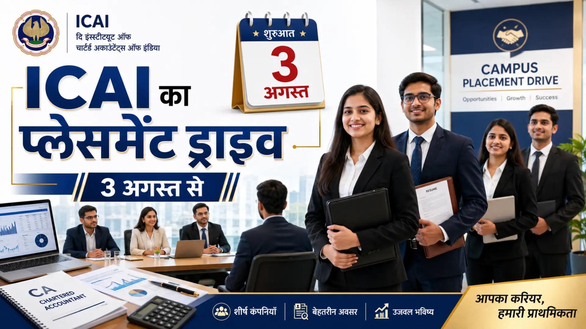 ICAI Campus Placement 2026 में इंटरव्यू देते नए चार्टर्ड अकाउंटेंट्स