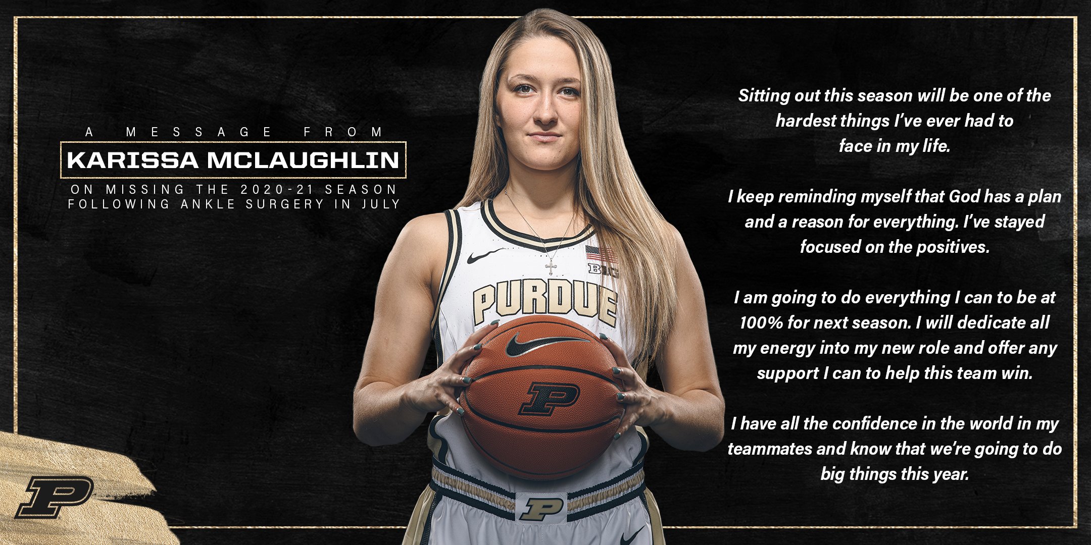 Purdue's Karissa McLaughlin to miss entire 2020-21 season