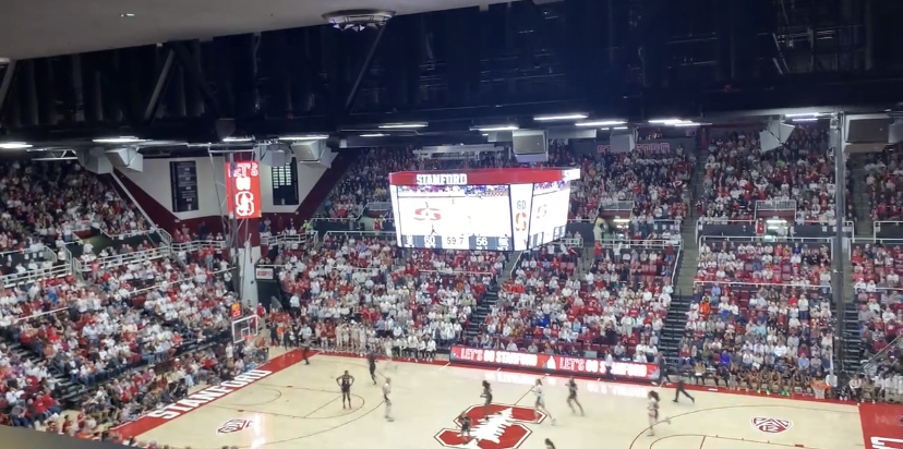 A sold out Maples Pavilion for the Nov 21, 2022 Stanford vs. South Carolina matchup (Photo credit: Gabriella Lewis)