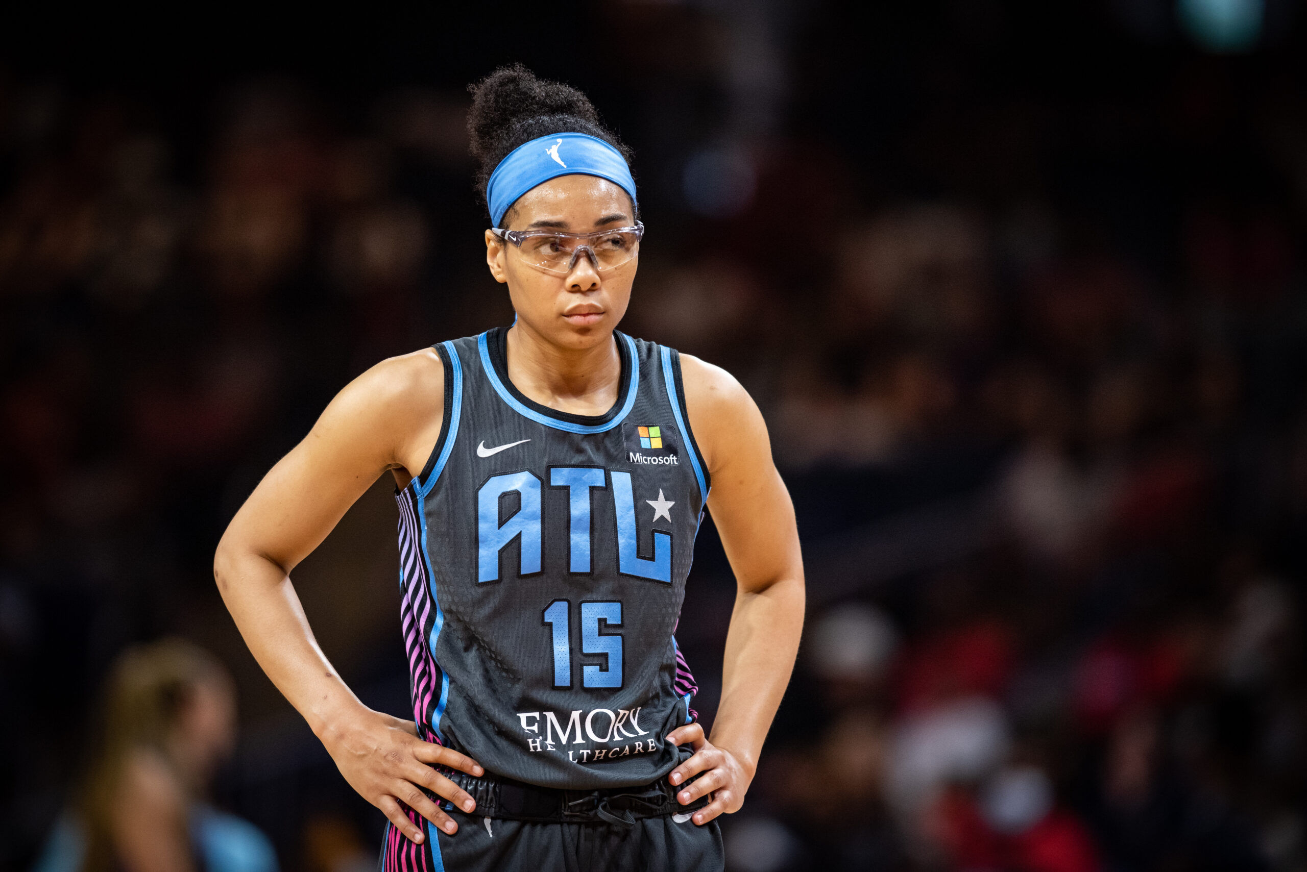 Allisha Gray standing on the court during Atlanta's blowout road loss to Washington