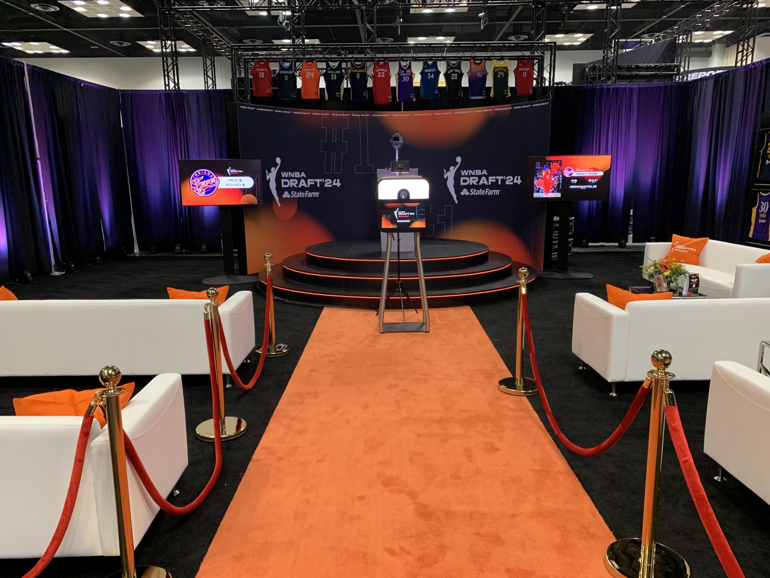 WNBA Draft orange carpet