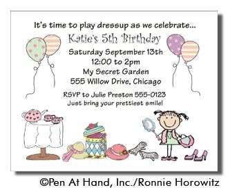 Dressup Theme Personalized Party Invitations By The Personal Note Use Our Stick Figure Logo Sets And Character Faces To Create Your Own Special Kid And Child Birthday Party Invitations