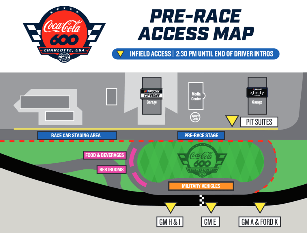 2027 Charlotte NASCAR Packages Charlotte Coca Cola 600 NASCAR Race Charlotte Pre Race Track Pass Map 