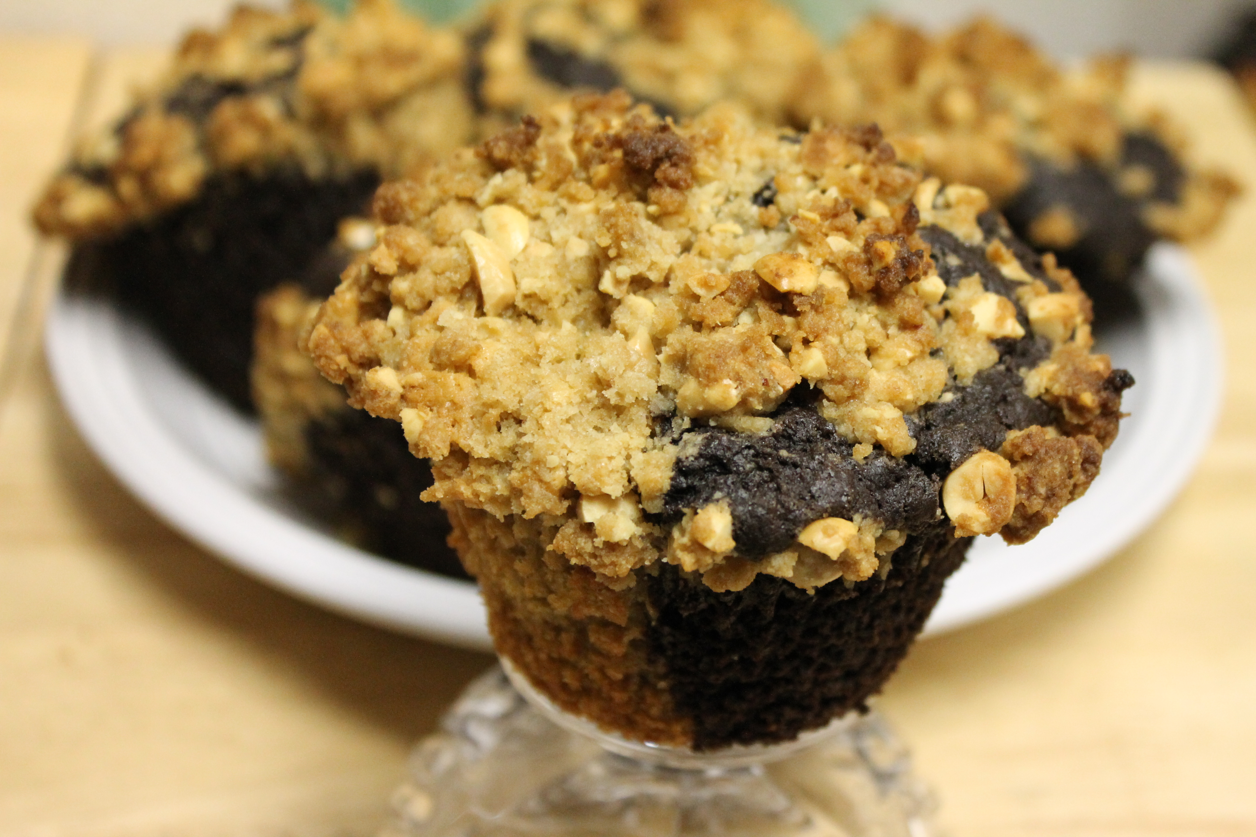 Chocolate Peanut Butter Streusel Muffins