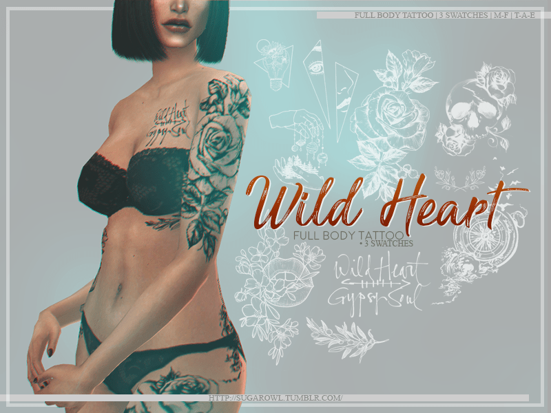 The Sims Resource - Wild Heart | Full Body Tattoo 600_x_800_png