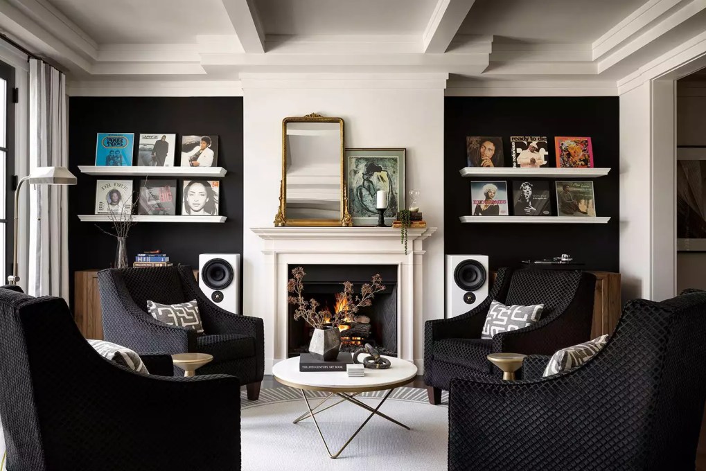 records on display in living room
