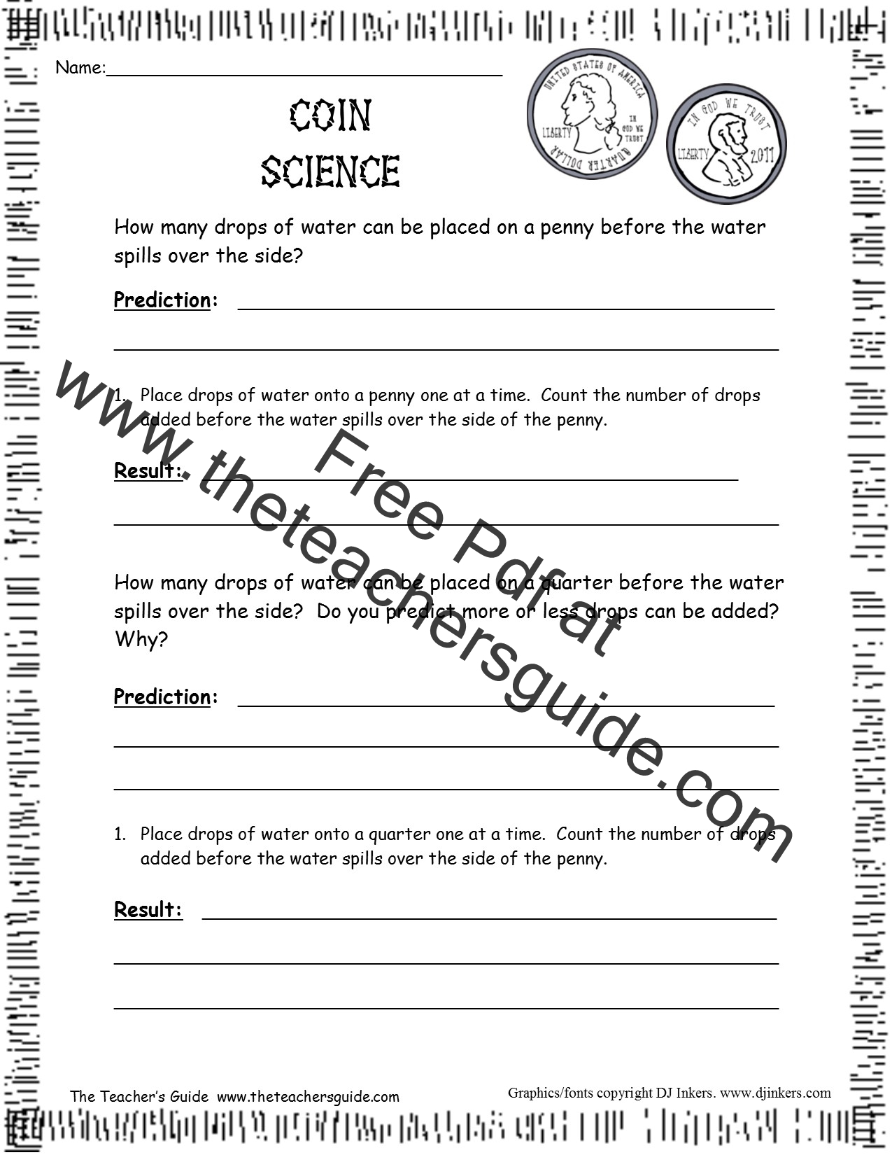 science worksheets and printouts from the teachers guide