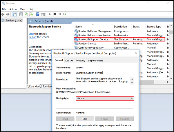 Then, choose automatic from the list of startup type, and click apply and ok button to save the changes. Bluetooth Icon Missing In Windows 10 Action Center