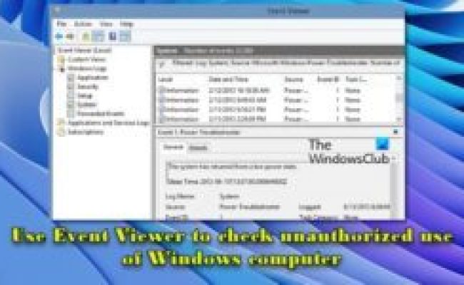 Use Event Viewer To Check Unauthorized Use Of Computer
