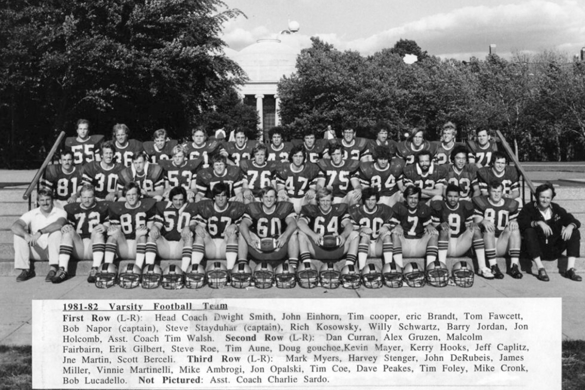 Disney executive Kevin Mayer, No. 75, played offensive tackle during his time at MIT. (Courtesy of MIT)