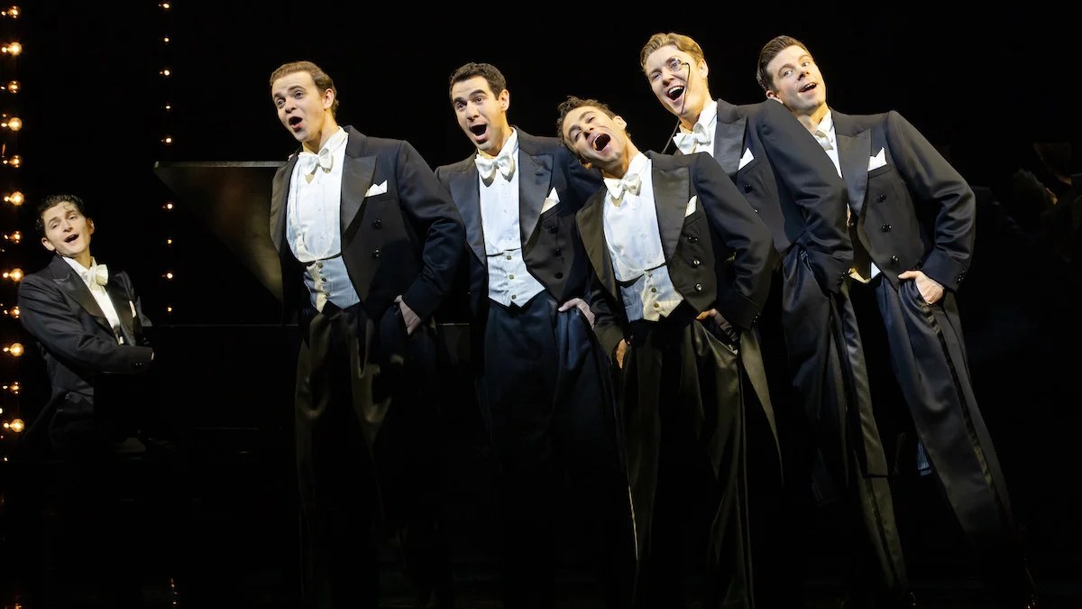 Blake Roman, Steven Telsey, Zal Owen, Danny Kornfeld, Eric Peters and Sean Bell in "Harmony" (Credit: Julieta Cervantes)