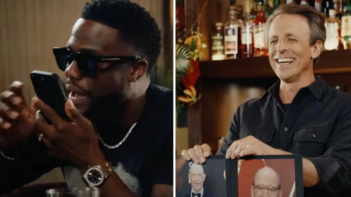 Kevin ⁣Hart and Seth Meyers during 'Day Drinking'