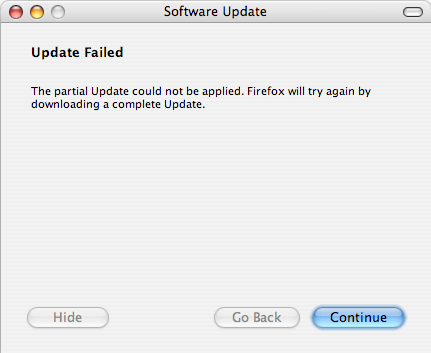 Firefox 1.5.0.1 update failed