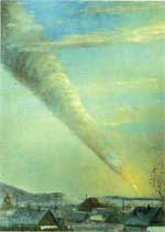 Artist impression of Sikhote-Alin impact event, I.P. Medvedev, 1947.
