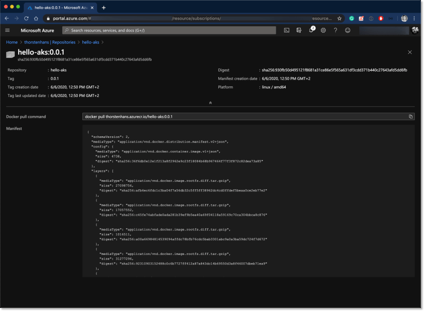 Azure Container Registry - Docker Image in ACR