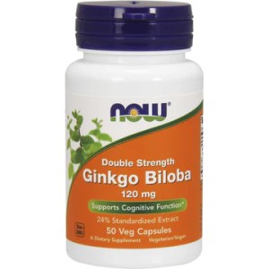 NOW Ginkgo Biloba 120 mg w/Gotu Kola & Eleuthero, 50 vcaps.
