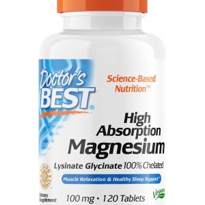 Doctor's Best, High Absorption Magnesium 100 mg, 120 tabs.