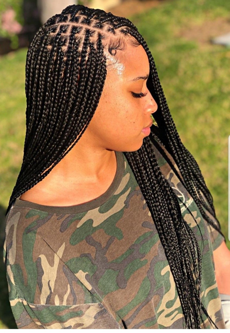 images Triangle Box Braid Parting Pattern 40 knotless braid styles for 2021
