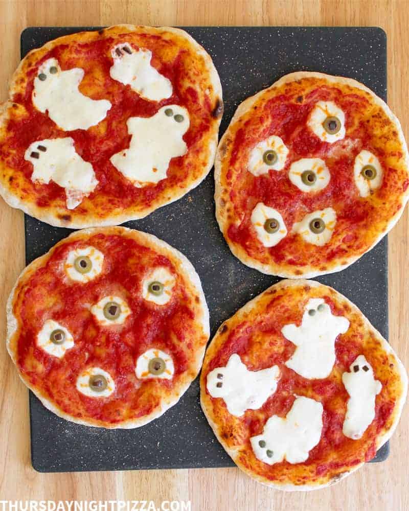 Spooky Ghost and Eyeball Halloween Pizzas – Thursday Night Pizza