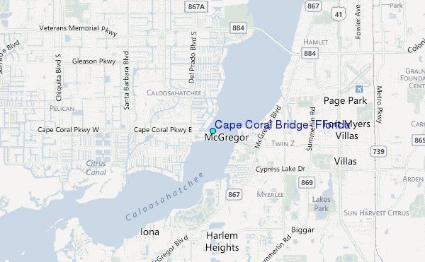 Cape Coral Bridge Florida Tide Station Location Guide.