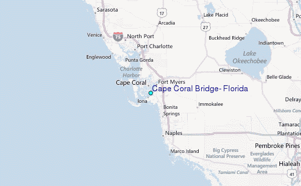 Cape Coral Bridge Florida Tide Station Location Guide.