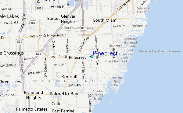 Pinecrest Tide Station Location Guide 