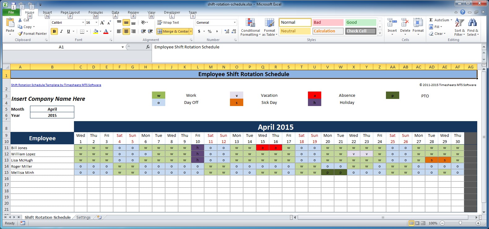Work Rotation Schedule Calculator