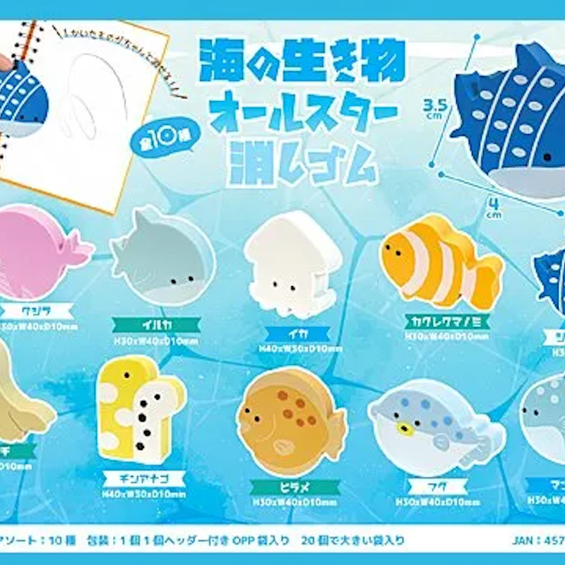 海洋生物人氣橡皮（單售）
