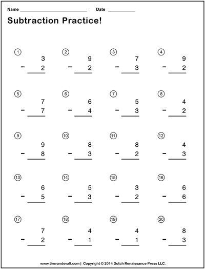 simple subtraction worksheets for students and teachers