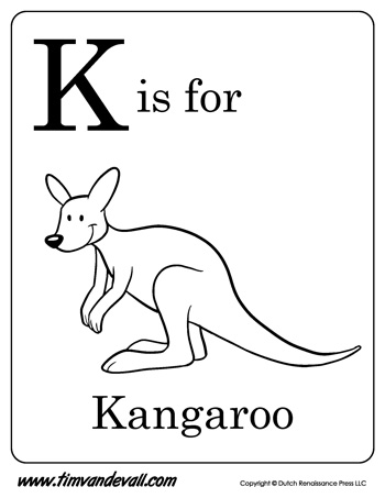 k is for kangaroo letter k coloring page pdf