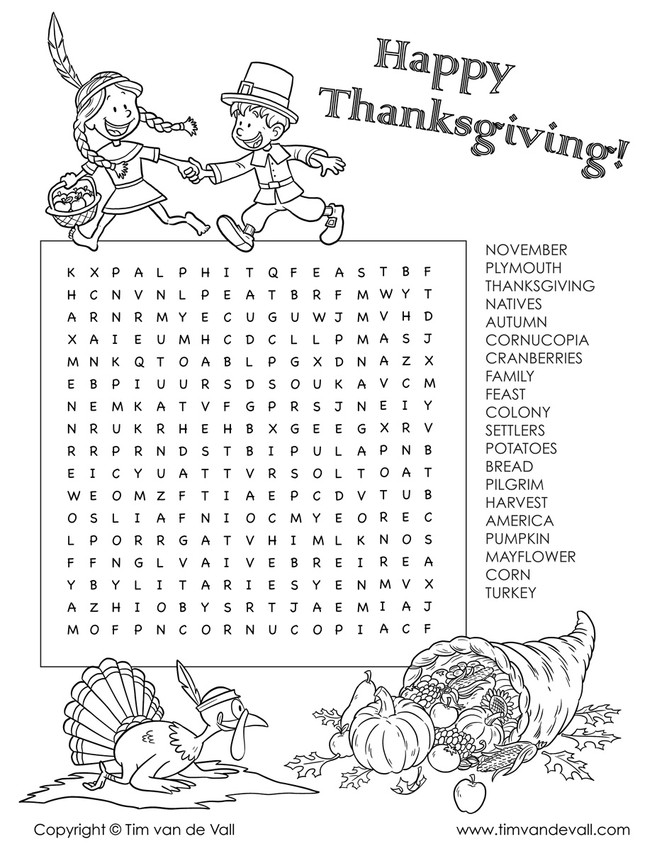 thanksgiving word search tim van de vall