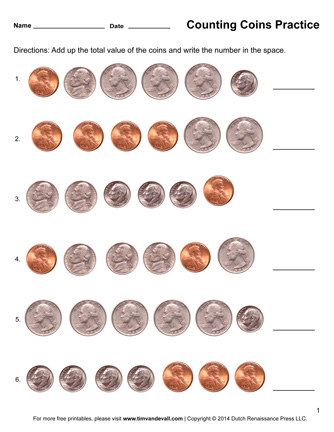 counting coins worksheets printable first grade math
