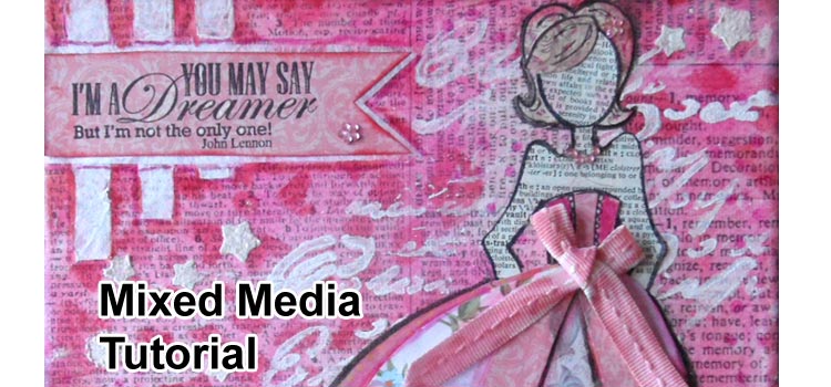 Mixed Media Monthly Challenge Entry – February – Think Pink Paper Doll Mixed Media