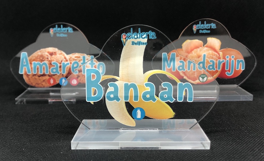 Segnagust in Plexiglass con base stampa Uv