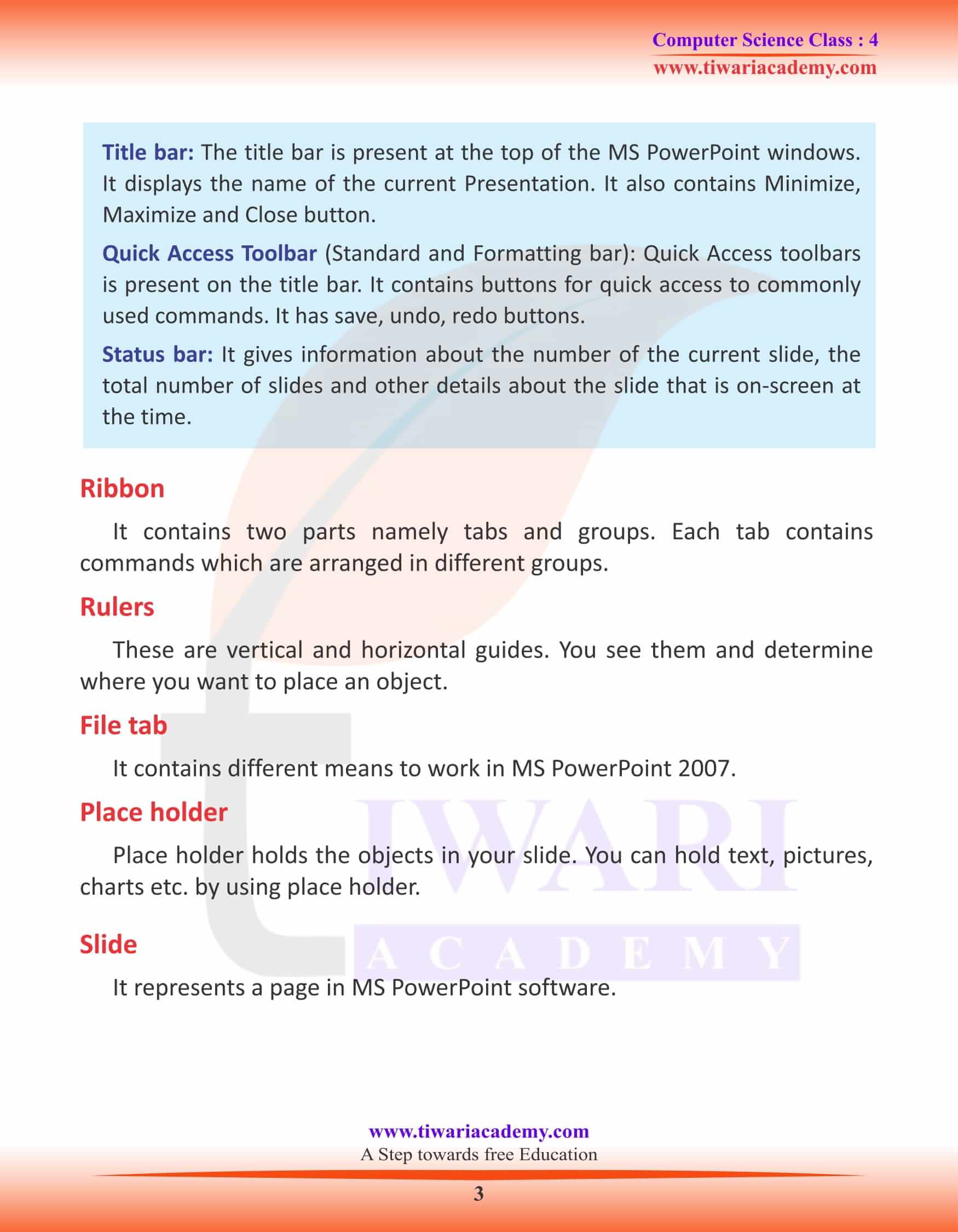 Class 4 computer science chapter 8 ms powerpoint