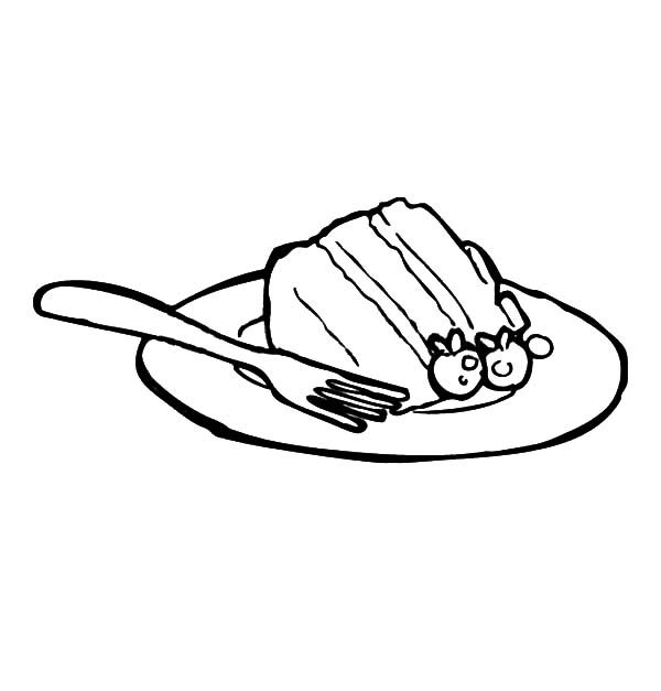 cake slice on plate with fork coloring pages best place
