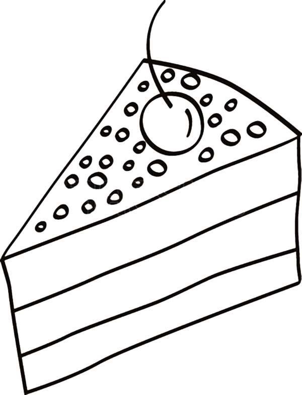 cake slice with cherry on top coloring pages cake slice