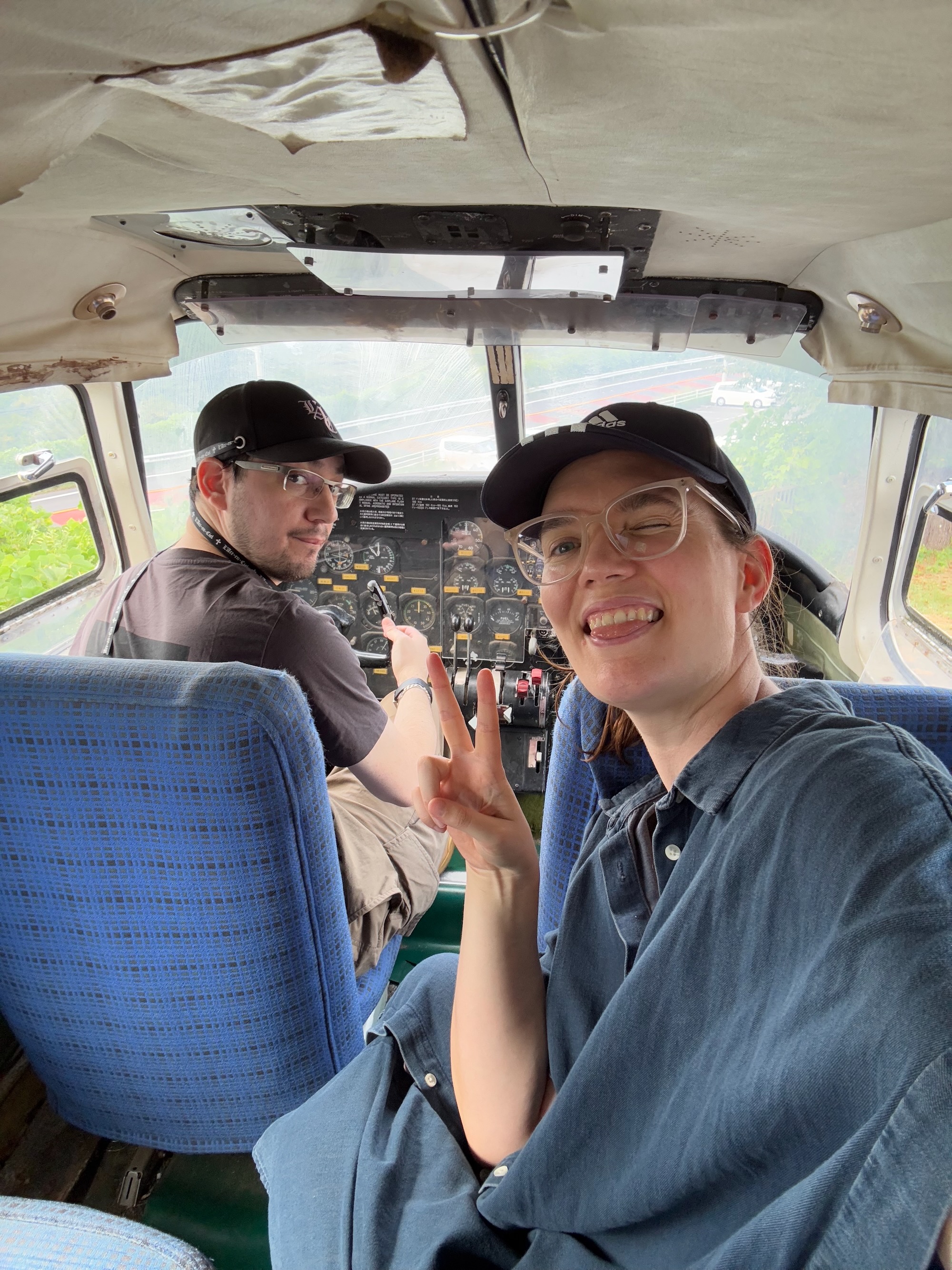 In a small plane