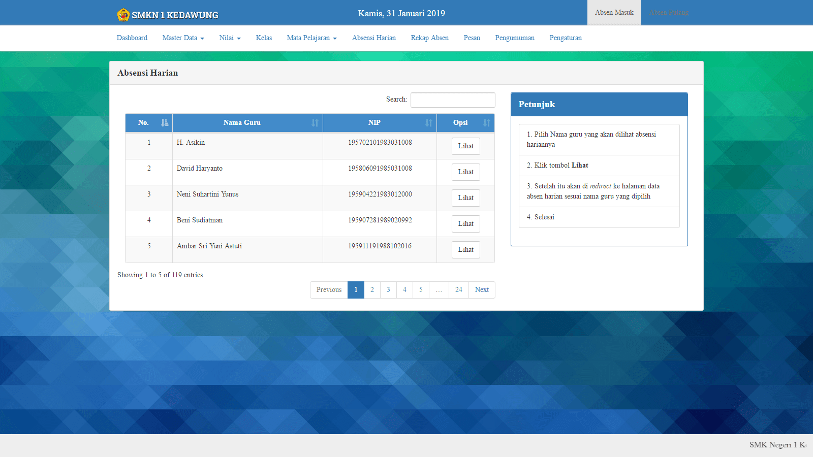 Sistem informasi sekolah terpadu (sister). Aplikasi Sistem Informasi Akademik Sma Berbasis Codeigniter