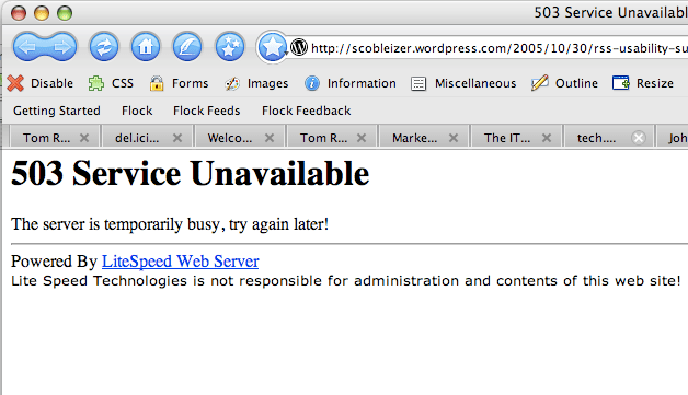503 error message on WordPress.com