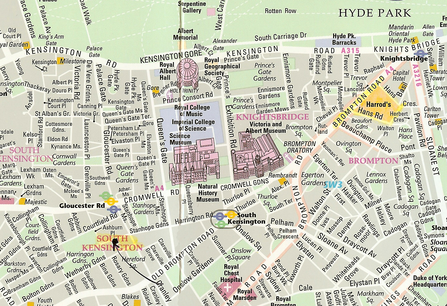 Map Of Kensington London South Kensington Map London London Map Kensington 
