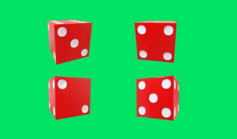Red dices for showing how law of large numbers simplify statistics.