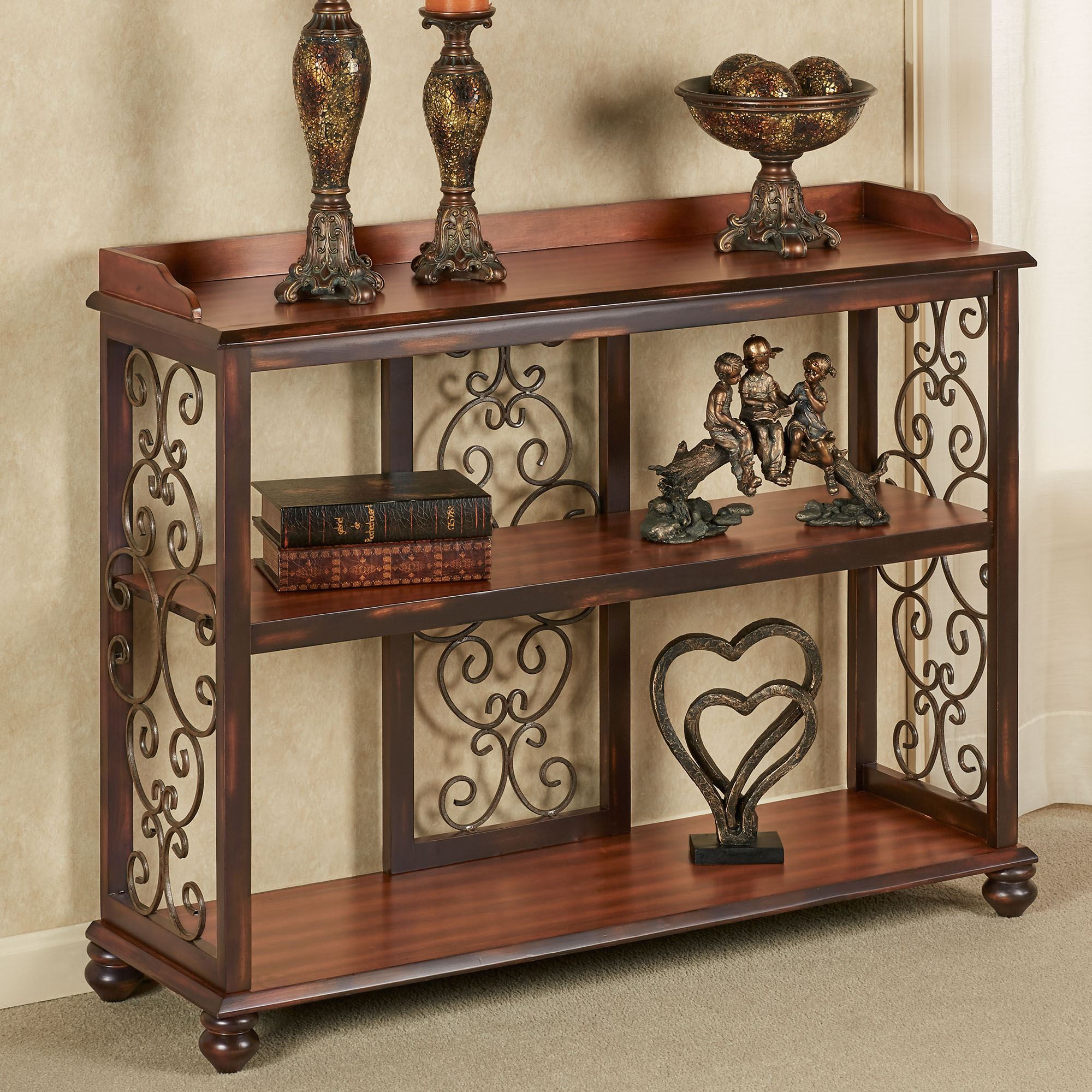 Ashburn Regal Walnut Wooden And Metal Console Table