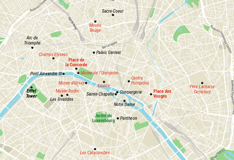 25 Attractions You Shouldn T Miss In Paris Map Touropia Paris Map 